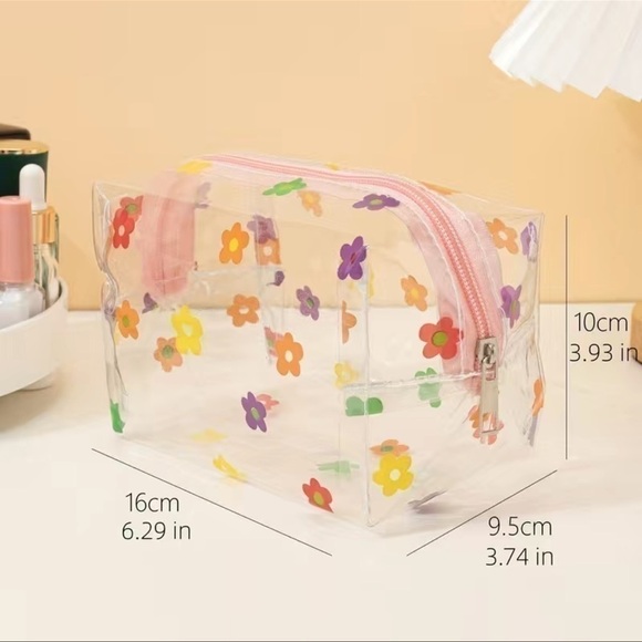 SALE💚 any 3 for $18 💚
 Accessories-Clear Flower Makeup Cosmetic Travel Bag - Picture 4 of 6